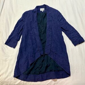 Alberto Makali Navy Open-Front Blazer